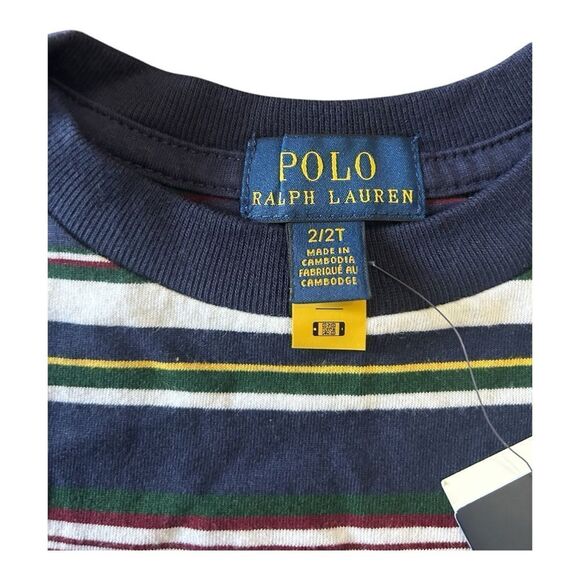 Polo Ralph Lauren Men's French Navy Stripe Custom Slim Fit Crew-Neck T-Shirt - Picture 3 of 5